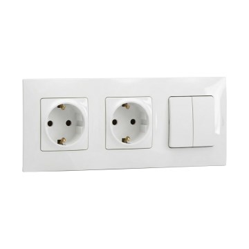Legrand - Dubultā mājas SCHUKO kontaktligzda un dubultais sērijas slēdzis nr. 5 ar rāmi NILOE 250V balta