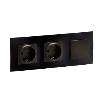 Legrand - Dubulta mājas SCHUKO kontaktligzda un vienpolu slēdzis nr. 1 ar NILOE rāmi 250V melns