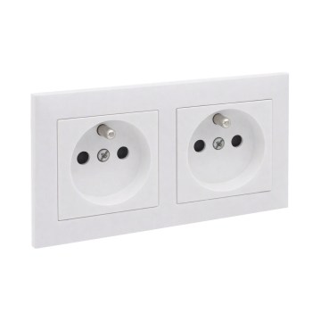 Legrand - Dubultā sadzīves kontaktligzda ar rāmi SUNO 250V balta