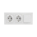 Legrand - Dubultā sadzīves SCHUKO kontaktligzda un vienpolu slēdzis nr. 1 ar rāmīti NILOE STEP 250V balts