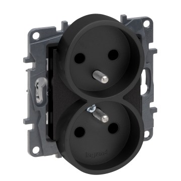Legrand - Dubultā sienas kontaktligzda bez rāmja NILOE STEP 250V melna