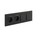 Legrand - Dubultā sienas kontaktligzda un dubultais vienpolu slēdzis nr. 1 ar rāmīti NILOE STEP 250V melns