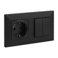 Legrand - Dubultais kāpņu slēdzis 6+6 un mājas SCHUKO kontaktligzda ar rāmīti NILOE STEP 250V melna