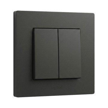 Legrand - Dubultais kāpņu slēdzis ar rāmi nr. 6+6 NILOE STEP melns