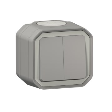 Legrand - Dubultais kāpņu slēdzis Nr. 6+6 PLEXO IP55 pelēks