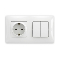 Legrand - Dubultais sērijas slēdzis Nr. 5 un SCHUKO mājas kontaktligzda ar NILOE rāmi 250V balta