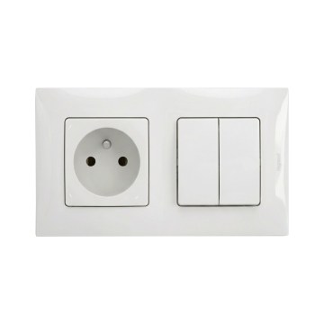 Legrand - Dubultais sērijveida slēdzis č. 5 un mājas kontaktligzda ar rāmi NILOE 250V balta