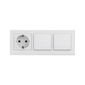 Legrand - Dubultais vienpolārais slēdzis nr. 1 un mājas SCHUKO kontaktligzda ar rāmi NILOE STEP 250V balta