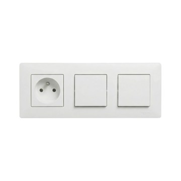 Legrand - Dubultais vienpolu slēdzis Nr. 1 un mājas kontaktligzda ar rāmīti NILOE STEP 250V balta