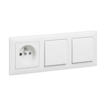 Legrand - Dubultais vienpolu slēdzis Nr. 1 un mājas kontaktligzda ar rāmīti SUNO 250V balta