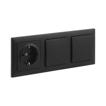 Legrand - Dubultais vienpolu slēdzis Nr. 1 un SCHUKO mājas kontaktligzda ar rāmi SUNO 250V melna