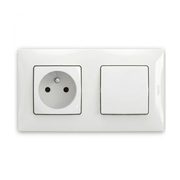 Legrand - Mājas kontaktligzda un vienpolu slēdzis Nr. 1 ar rāmi NILOE 250V balts