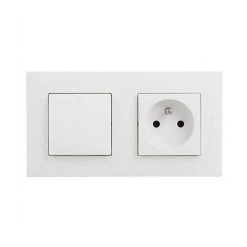 Legrand - Mājas kontaktligzda un vienpolu slēdzis nr. 1 ar rāmi NILOE STEP 250V balta