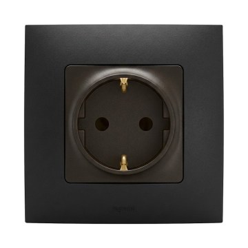Legrand - Mājas SCHUKO kontaktligzda ar rāmi NILOE 250V melna