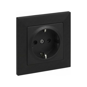 Legrand - Mājas SCHUKO kontaktligzda ar rāmi SUNO 250V melna
