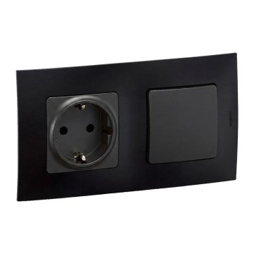 Legrand - Mājas SCHUKO kontaktligzda un kāpņu slēdzis nr. 6 ar rāmīti NILOE 250V melna