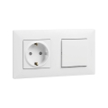 Legrand - mājas SCHUKO kontaktligzda un vienpolu slēdzis Nr. 1 ar rāmi NILOE STEP 250V balts