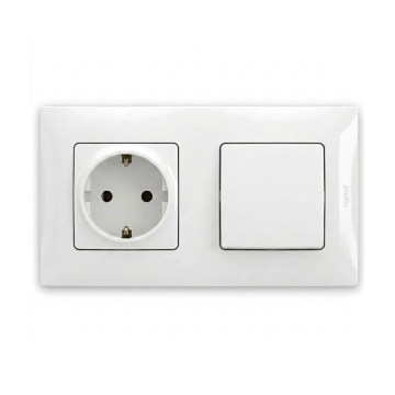 Legrand - mājas SCHUKO kontaktligzda un vienpolu slēdzis Nr. 1 ar rāmīti NILOE 250V balts