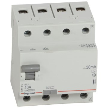 Legrand - Noplūdes strāvas aizsardzības slēdzis 4 polu RX3 4P 40 A 30 mA AC
