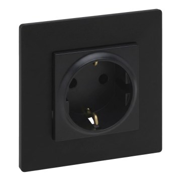 Legrand - SCHUKO mājas kontaktligzda ar rāmīti NILOE STEP 250V melna