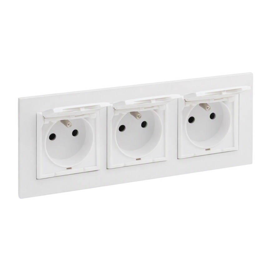 Legrand - Trīskārša āra mājas kontaktligzda ar rāmīti NILOE STEP 250V IP44 balta