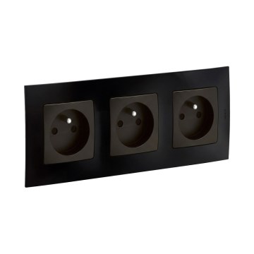 Legrand - Trīskārša mājas kontaktligzda ar rāmīti NILOE 250V melna