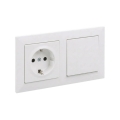 Legrand - vienpolu slēdzis Nr. 1 un SCHUKO mājas kontaktligzda ar SUNO rāmi 250V, balta
