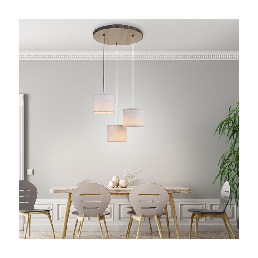 Leuchten Direkt 11236-79 - Lustra ar auklu BARK 3xE27/40W/230V koka
