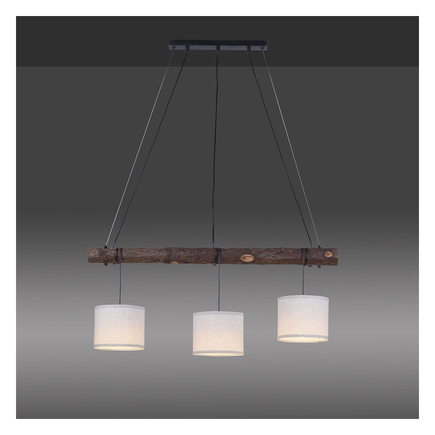 Leuchten Direkt 11238-79 - Lustra ar auklu BARK 3xE27/40W/230V koks