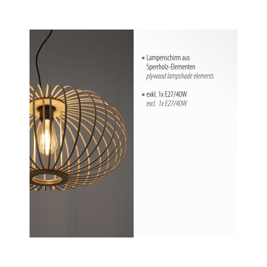 Leuchten Direkt 11409-79 - Lustra ar auklu RACOON 1xE27/40W/230V bambusa
