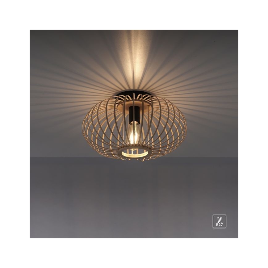 Leuchten Direkt 11410-79 - Virsapmetuma lustra RACOON 1xE27/40W/230V d. 40 cm bambusa