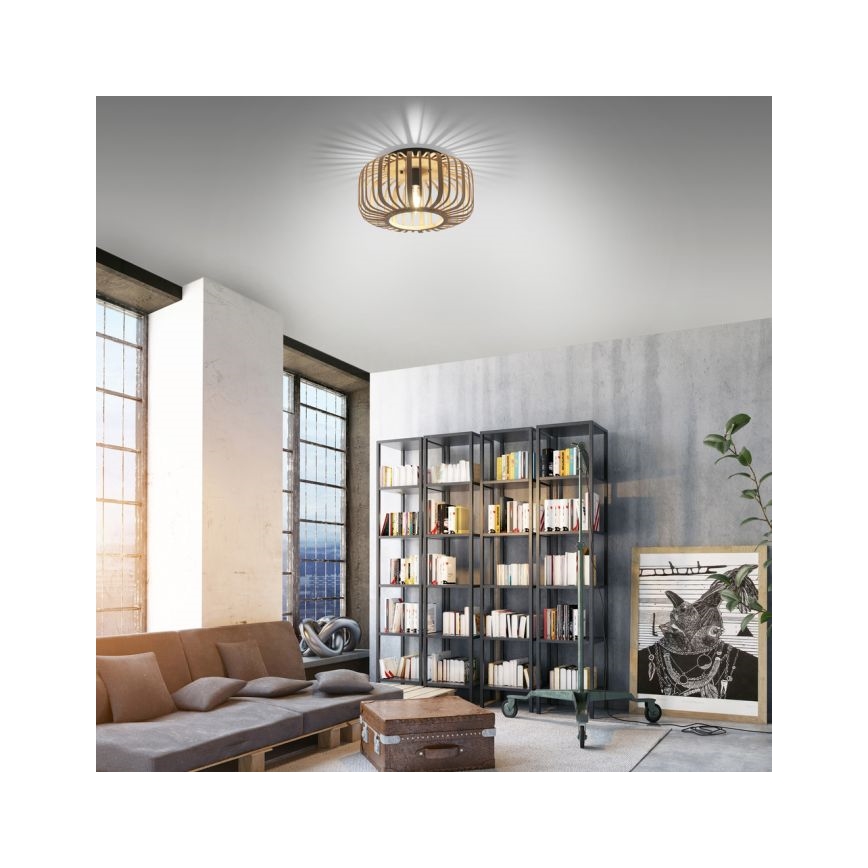 Leuchten Direkt 11412-79 - Virsapmetuma lustra RACOON 1xE27/40W/230V d. 40 cm bambusa