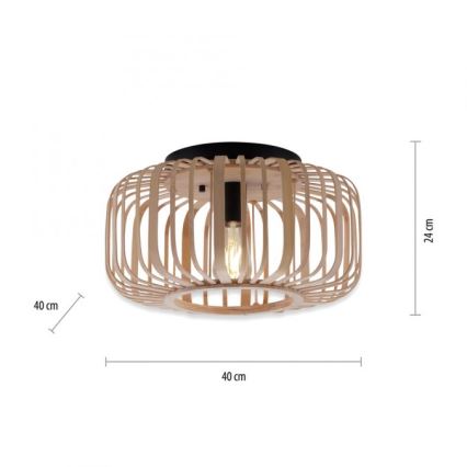 Leuchten Direkt 11412-79 - Virsapmetuma lustra RACOON 1xE27/40W/230V d. 40 cm bambusa