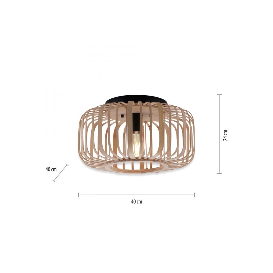 Leuchten Direkt 11412-79 - Virsapmetuma lustra RACOON 1xE27/40W/230V d. 40 cm bambusa