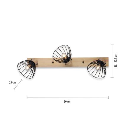 Leuchten Direkt 11418-18 - Starmetis LAMI 3xE27/25W/230V akācija/metāls