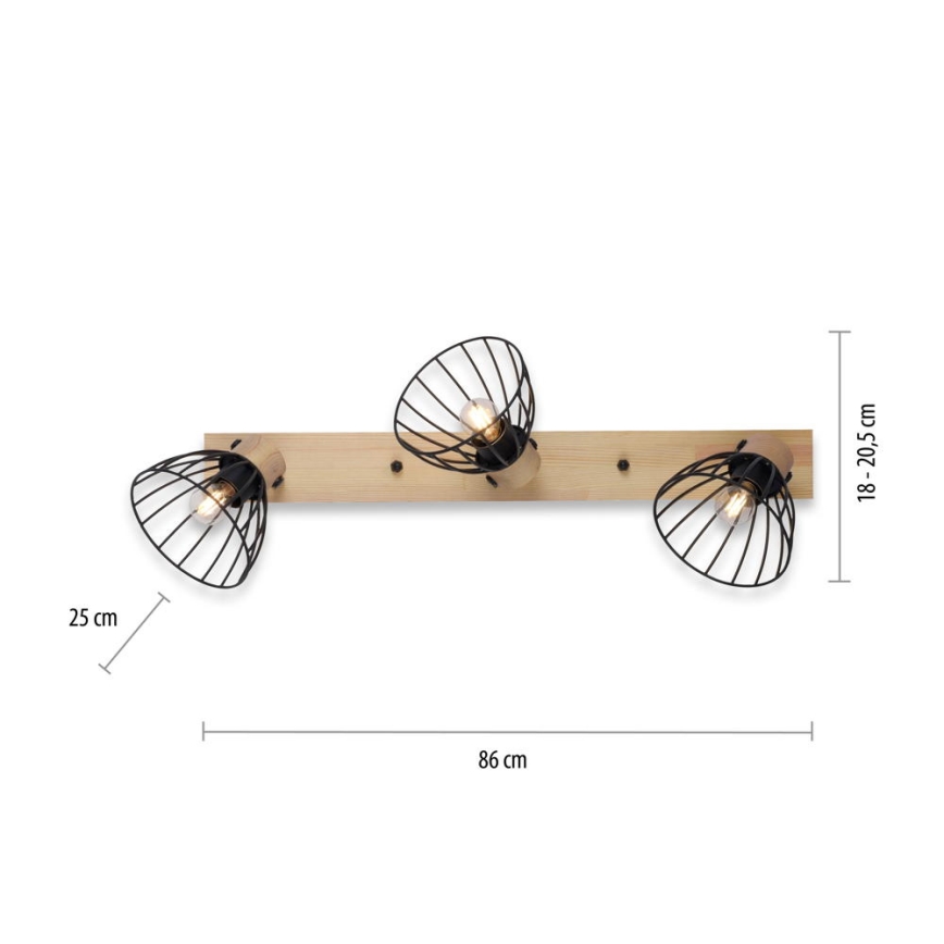 Leuchten Direkt 11418-18 - Starmetis LAMI 3xE27/25W/230V akācija/metāls