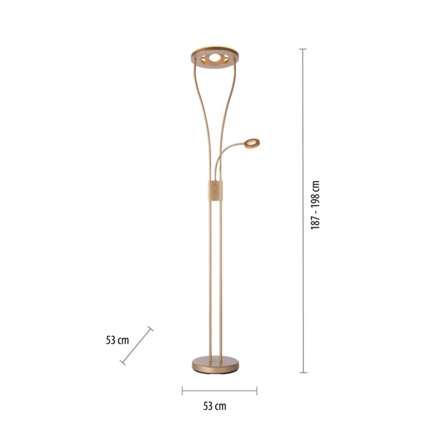 Leuchten Direkt 11778-60 - LED Aptumšojama grīdas stāvlampa HELIA LED/16,8W/230V + LED/7,6W gold