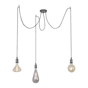 Leuchten Direkt 13571-18 - Lustra ar auklu DIY 3xE27/60W/230V zirneklis melna
