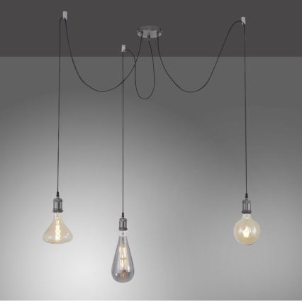 Leuchten Direkt 13571-18 - Lustra ar auklu DIY 3xE27/60W/230V zirneklis melna