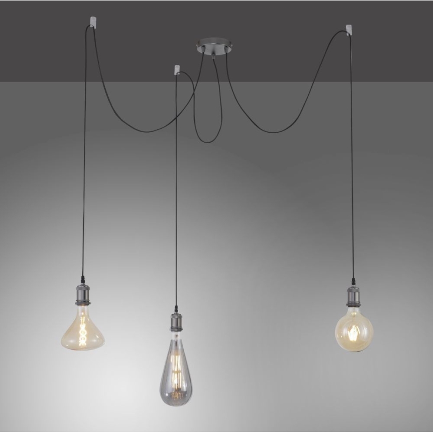 Leuchten Direkt 13571-18 - Lustra ar auklu DIY 3xE27/60W/230V zirneklis melna