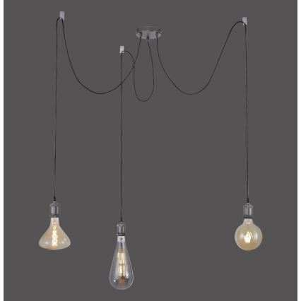Leuchten Direkt 13571-18 - Lustra ar auklu DIY 3xE27/60W/230V zirneklis melna