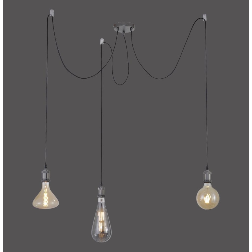 Leuchten Direkt 13571-18 - Lustra ar auklu DIY 3xE27/60W/230V zirneklis melna