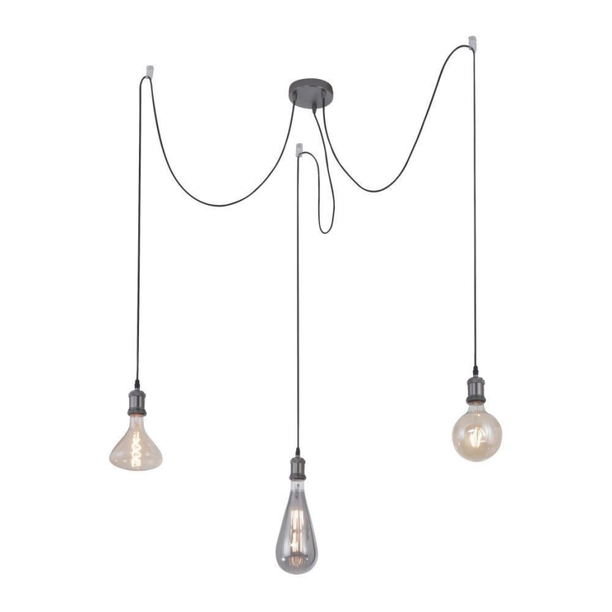 Leuchten Direkt 13571-18 - Lustra ar auklu DIY 3xE27/60W/230V zirneklis melna