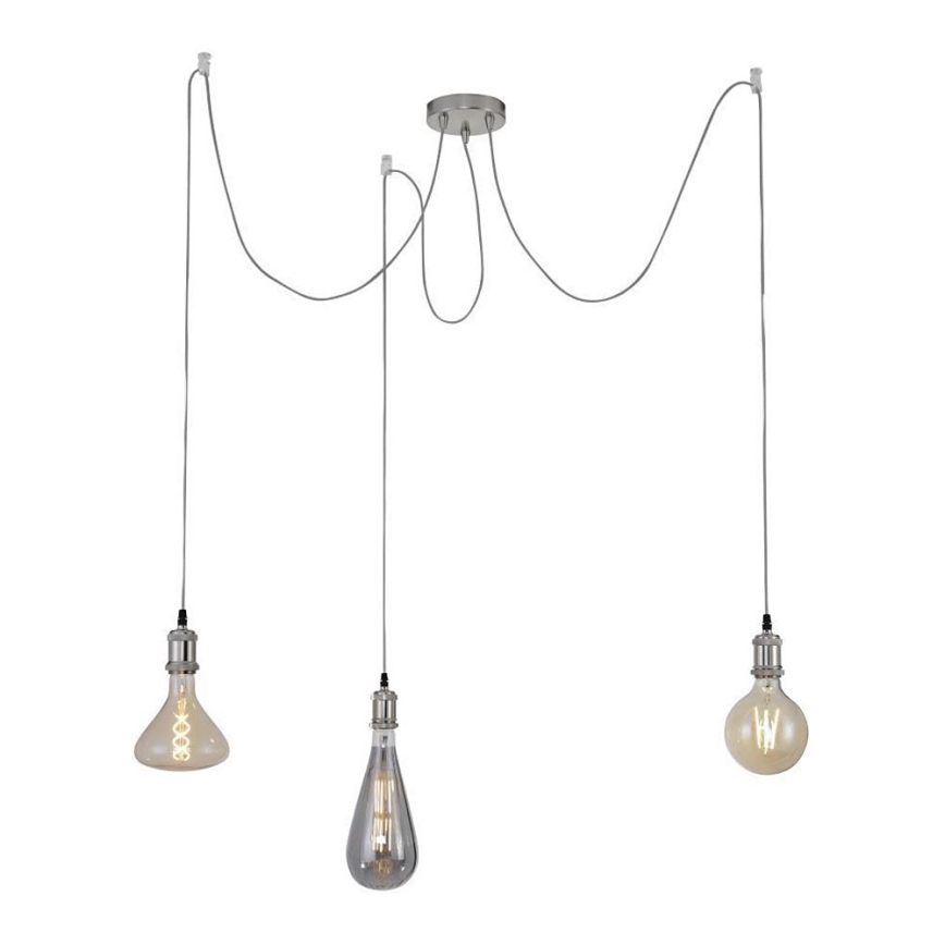 Leuchten Direkt 13571-55 - Lustra ar auklu DIY 3xE27/60W/230V zirneklis matēts hroms