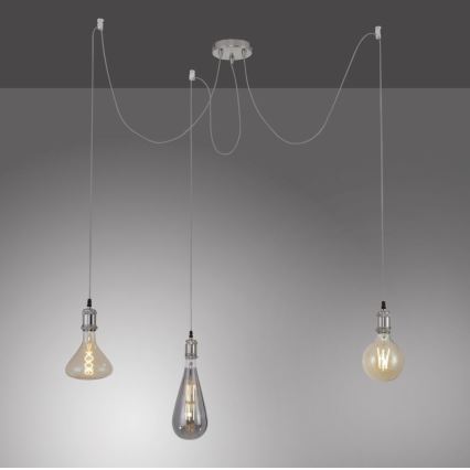 Leuchten Direkt 13571-55 - Lustra ar auklu DIY 3xE27/60W/230V zirneklis matēts hroms