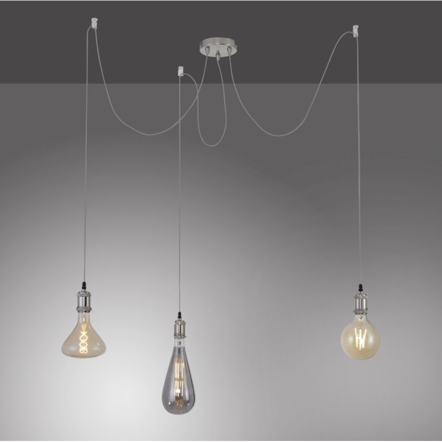 Leuchten Direkt 13571-55 - Lustra ar auklu DIY 3xE27/60W/230V zirneklis matēts hroms