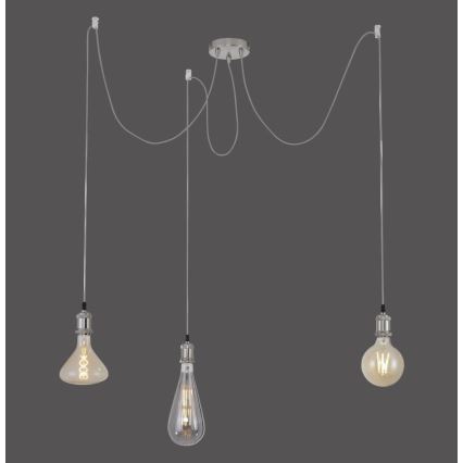 Leuchten Direkt 13571-55 - Lustra ar auklu DIY 3xE27/60W/230V zirneklis matēts hroms