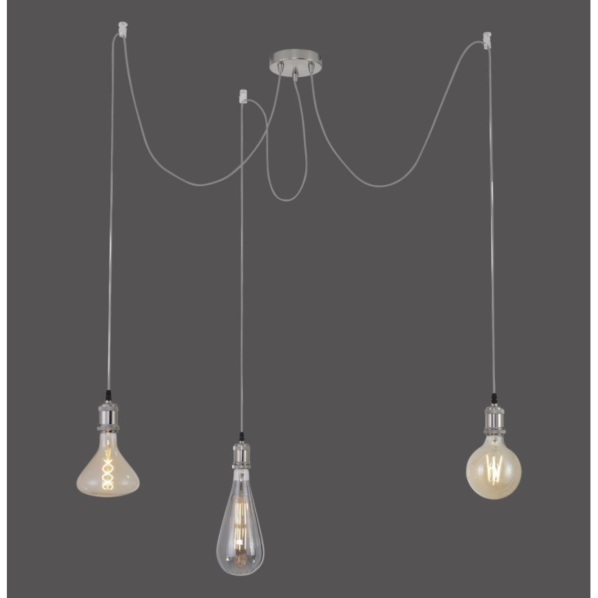 Leuchten Direkt 13571-55 - Lustra ar auklu DIY 3xE27/60W/230V zirneklis matēts hroms