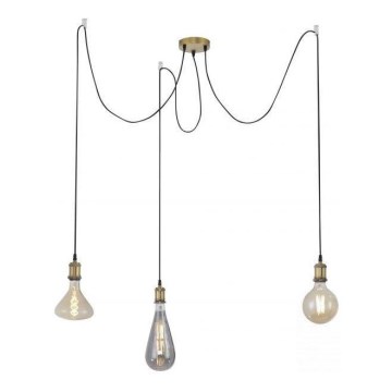 Leuchten Direkt 13571-60 - Lustra ar auklu DIY 3xE27/60W/230V zirneklis misiņš
