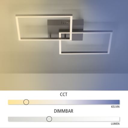 Leuchten Direkt 14141-18 - LED Aptumšojams griestu gaismeklis IVEN 2xLED/13,5W/230V + tālvadības pults